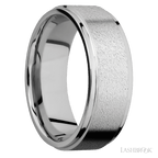 8 mm wide Flat Grooved Edges 14K White Gold band.