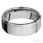 8 mm wide Flat Grooved Edges 14K White Gold band.