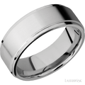8 mm wide Flat Grooved Edges 14K White Gold band.