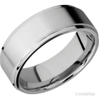 8 mm wide Flat Grooved Edges 14K White Gold band.