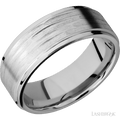 8 mm wide Flat Grooved Edges 14K White Gold band.