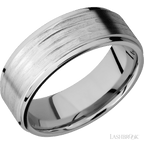 8 mm wide Flat Grooved Edges 14K White Gold band.