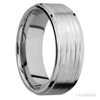 8 mm wide Flat Grooved Edges 14K White Gold band.