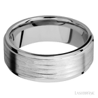 8 mm wide Flat Grooved Edges 14K White Gold band.