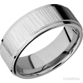 8 mm wide Flat Grooved Edges 14K White Gold band.