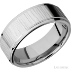 8 mm wide Flat Grooved Edges 14K White Gold band.