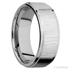 8 mm wide Flat Grooved Edges 14K White Gold band.