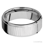 8 mm wide Flat Grooved Edges 14K White Gold band.
