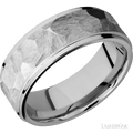 8 mm wide Flat Grooved Edges 14K White Gold band.