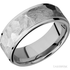 8 mm wide Flat Grooved Edges 14K White Gold band.