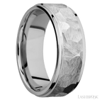 8 mm wide Flat Grooved Edges 14K White Gold band.