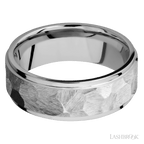 8 mm wide Flat Grooved Edges 14K White Gold band.