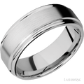 8 mm wide Flat Rounded Edges 14K White Gold band.