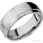 8 mm wide Flat Rounded Edges 14K White Gold band.