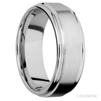 8 mm wide Flat Rounded Edges 14K White Gold band.