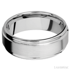 8 mm wide Flat Rounded Edges 14K White Gold band.