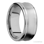 9 mm wide Concaved Center Round Edges 14K White Gold band.