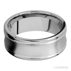 9 mm wide Concaved Center Round Edges 14K White Gold band.