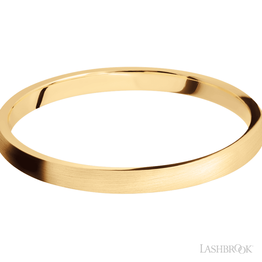 2 mm wide Domed 14K Yellow Gold band.