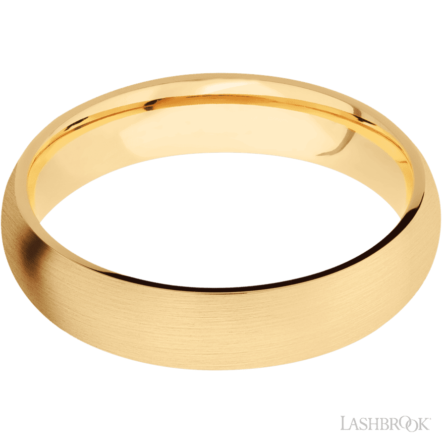5 mm wide Domed 14K Yellow Gold band.