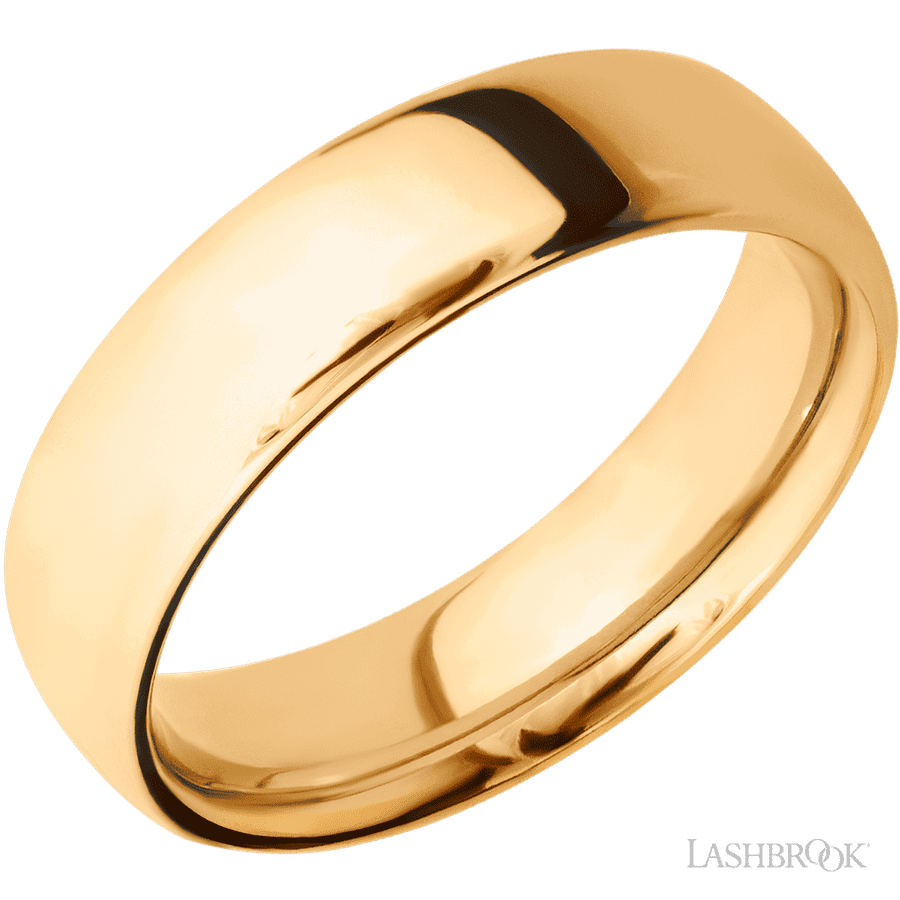 6 mm wide Ultra Comfort (our most comfortable profile) 14K Yellow Gold band.