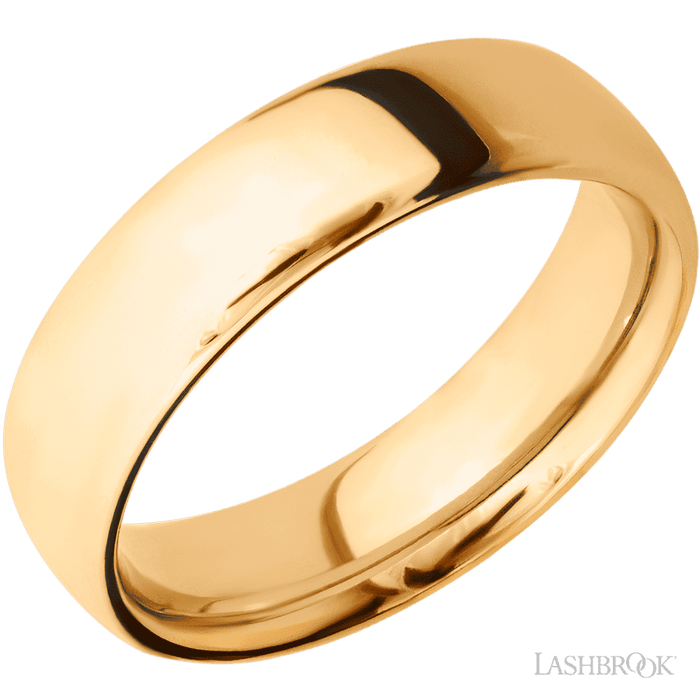 6 mm wide Ultra Comfort (our most comfortable profile) 14K Yellow Gold band.
