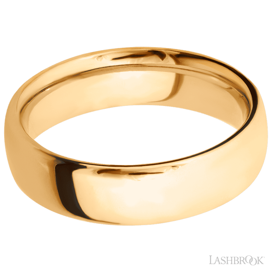 6 mm wide Ultra Comfort (our most comfortable profile) 14K Yellow Gold band.