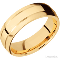 7 mm wide Domed with two accent grooves 14K Yellow Gold band.