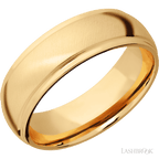 7 mm wide Domed Stepped Down Edges 14K Yellow Gold band.