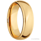 7 mm wide Domed Stepped Down Edges 14K Yellow Gold band.