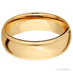 7 mm wide Domed Stepped Down Edges 14K Yellow Gold band.