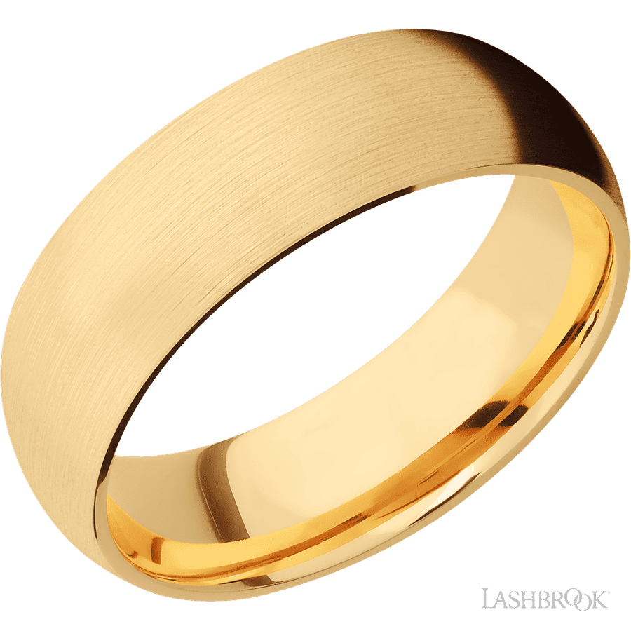 7 mm wide Domed 14K Yellow Gold band.