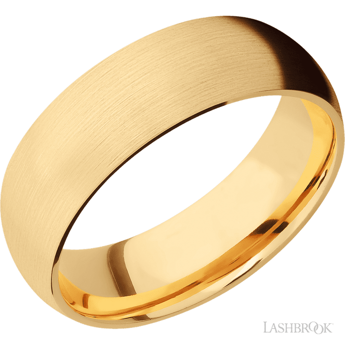7 mm wide Domed 14K Yellow Gold band.
