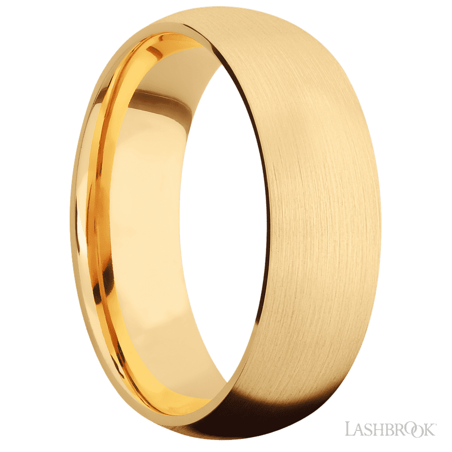 7 mm wide Domed 14K Yellow Gold band.