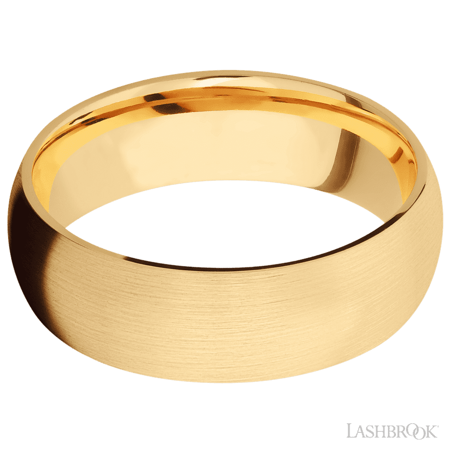 7 mm wide Domed 14K Yellow Gold band.