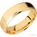 7 mm wide High Bevel Milgrain 14K Yellow Gold band.