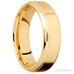 7 mm wide High Bevel Milgrain 14K Yellow Gold band.