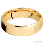 7 mm wide High Bevel Milgrain 14K Yellow Gold band.