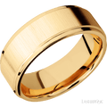 8 mm wide Flat Grooved Edges 14K Yellow Gold band.