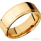 8 mm wide Flat Grooved Edges 14K Yellow Gold band.