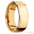8 mm wide Flat Grooved Edges 14K Yellow Gold band.