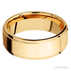 8 mm wide Flat Grooved Edges 14K Yellow Gold band.