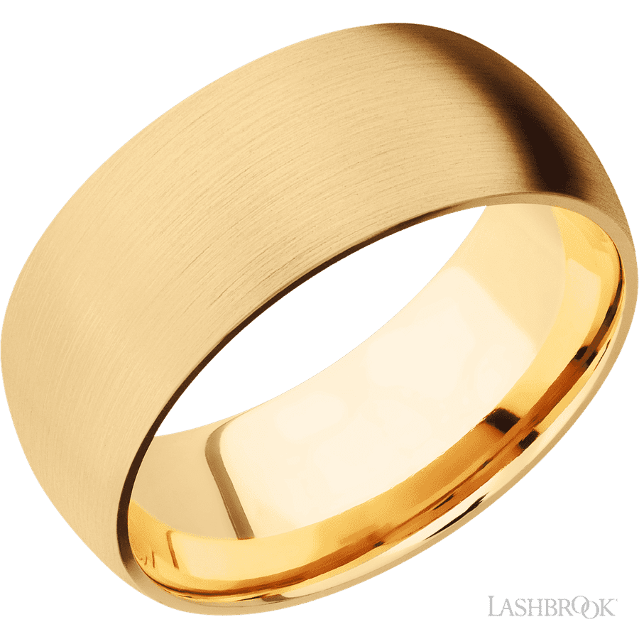 9 mm wide Domed 14K Yellow Gold band.