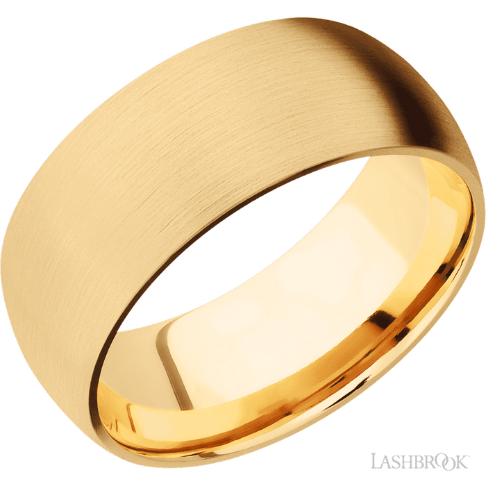 9 mm wide Domed 14K Yellow Gold band.