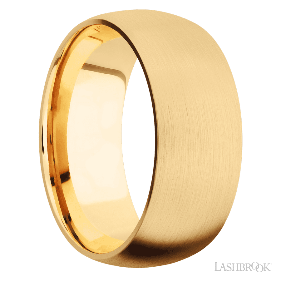 9 mm wide Domed 14K Yellow Gold band.