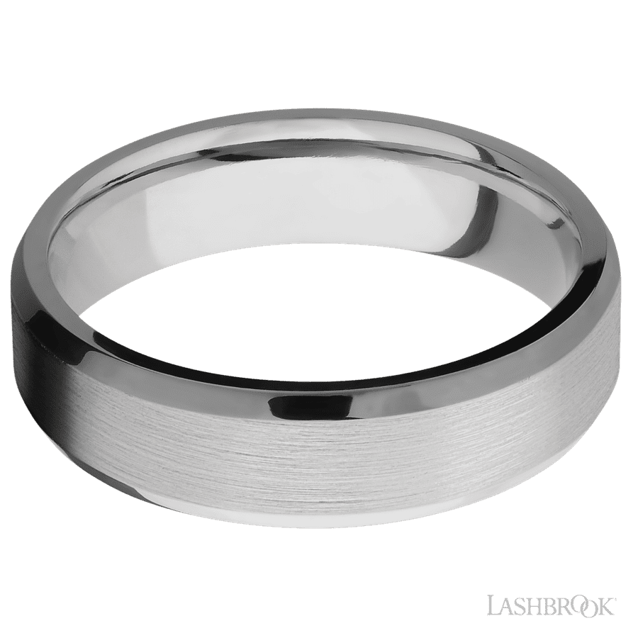 6 mm wide Beveled Titanium band.