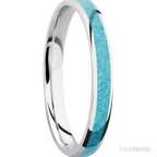 3 mm wide/Domed/Cobalt Chrome band with one 2 mm Centered inlay of Turquoise.