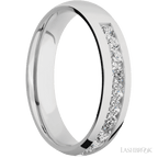 5 mm wide/Domed/Cobalt Chrome band with a Half Eternity arrangement of .07 carat Round Diamond stones in a Channel setting.