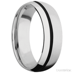 7 mm wide/Domed/Cobalt Chrome band with one 1 mm Off Center inlay of Black.
