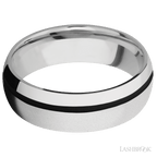 7 mm wide/Domed/Cobalt Chrome band with one 1 mm Off Center inlay of Black.